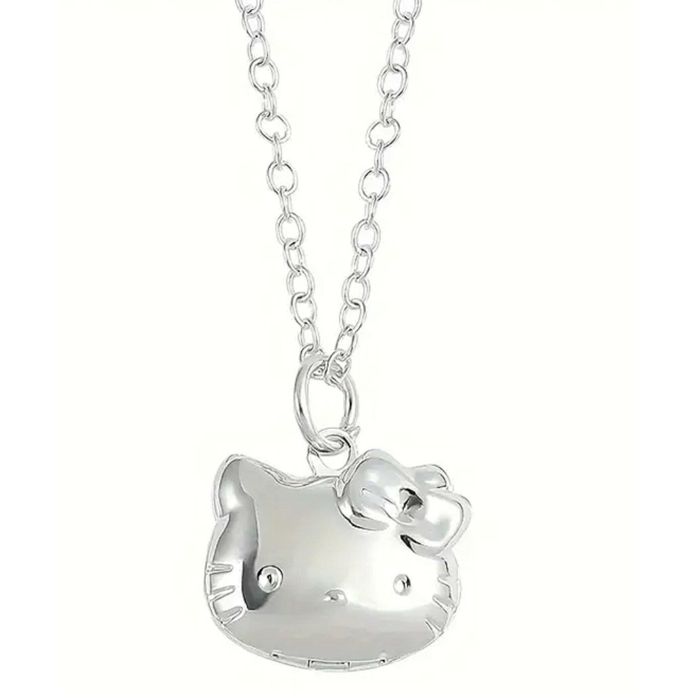 Sanrio Hello Kitty Pendant Silvertone Necklace Locket  Soft Sanriocore Kawaii - Picture 8 of 10
